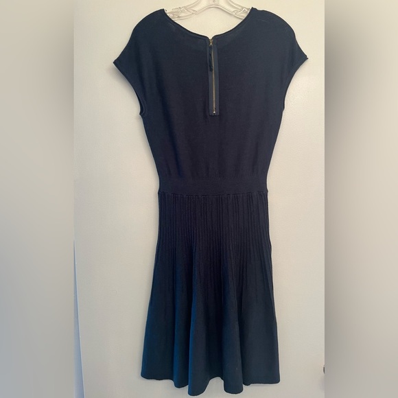 LOFT Pleated Wool Blend Fit & Flare Style Sweater Dress, Size Small - Picture 2 of 7